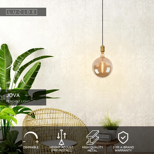 Lucide JOVA - Pendant light - Ø 12 cm - 1xE27 - Matt Gold / Brass - USP